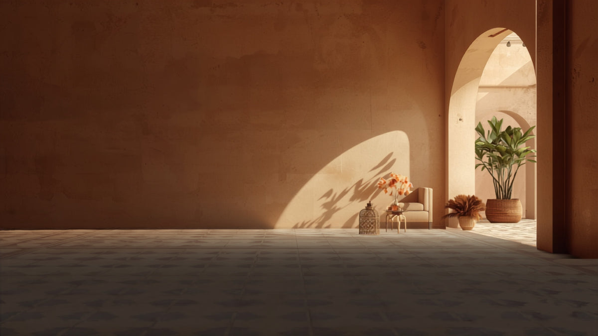 Salon marocain contemporain baigné de lumière — Dari Connect
